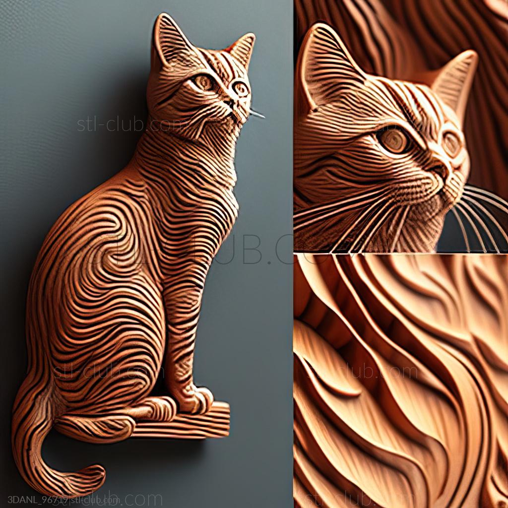 Американская жесткошерстная кошка, Природа 3D модель для ЧПУ: STL / MAX  (obj)